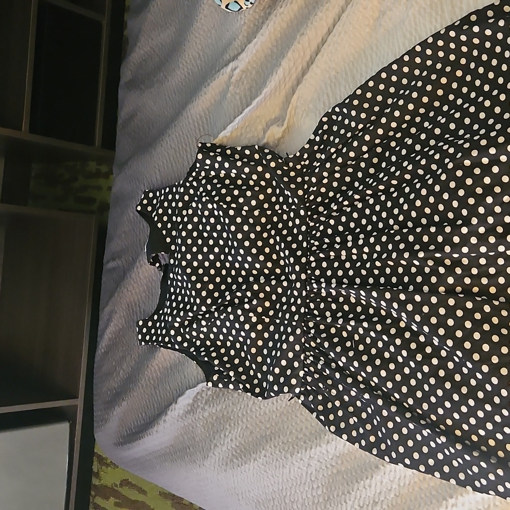 Emerald Sundae Black and White Polka Dot Mini Dress
